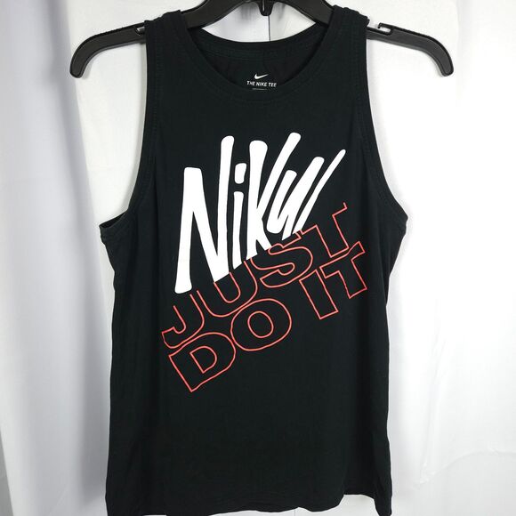 The Nike Tee Men Small Black Dri-Fit Just Do It Sleeveless Tank Top Active Shirt - Picture 1 of 6